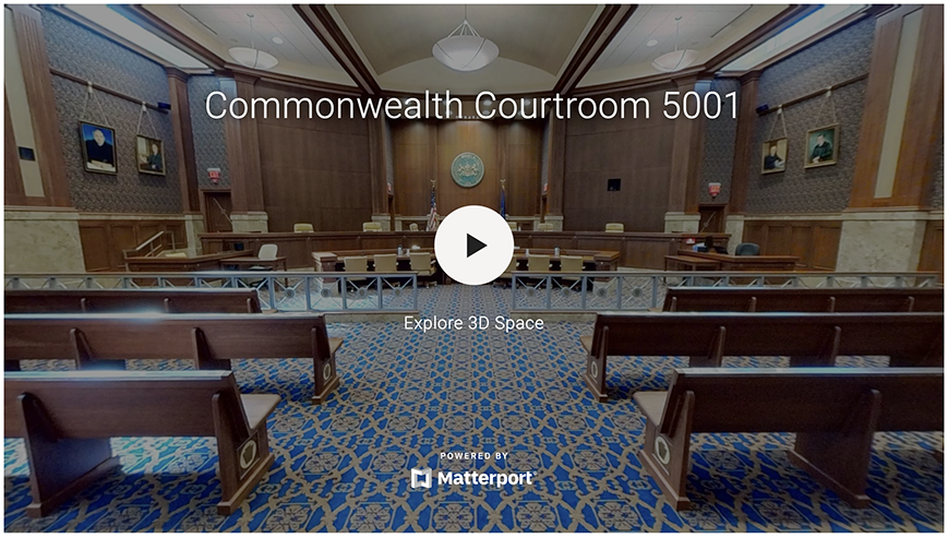 3D tour of Commonwealth Courtroom 5001, Harrisburg PA