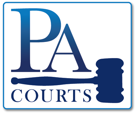 button with PA Courts logo on it